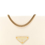 Saffiano Cuir Triangle Logo Miniborse White