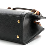 Textured Dollar Calfskin Web Mini Diana Tote Bag Black