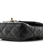 Lambskin Resin Quilted Mini Heart Square Flap Black