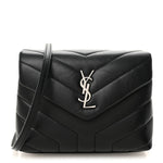 Calfskin Y Quilted Monogram Toy Loulou Crossbody Bag Black