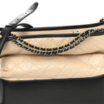 Aged Calfskin Quilted Medium Gabrielle Hobo Beige Black