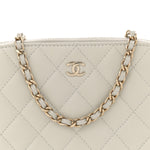 Caviar Quilted Classic Clutch With Chain Light Grey