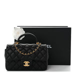 Caviar Quilted Mini Top Handle Rectangular Flap Black