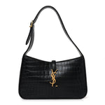 Calfskin Crocodile Embossed Le 5 A 7 Hobo Black