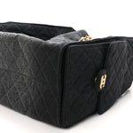 Washed Denim Quilted Medium Chanel 25 Handbag Black