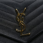 Grain De Poudre Matelasse Chevron Monogram Chain Wallet Black