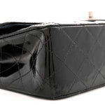 Patent Quilted Medium Double Flap Black