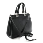 Grainy Calfskin Small Zumi Top Handle Bag Black