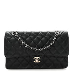 Caviar Quilted Medium Double Flap Black