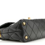 Lambskin Quilted Mini Flap Top Handle Bag Black