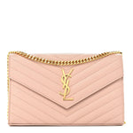Grain De Poudre Matelasse Chevron Monogram Chain Wallet Pale Pink