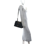 Shiny Sheepskin Quilted Large Trapezio Flap Black