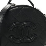 Caviar Quilted Small Round Vanity With Chain Black