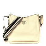 Vitello Daino Soft Hobo Messenger Bag White