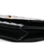 Shiny Calfskin Quilted Metal Top Handle Wallet On Chain WOC Black