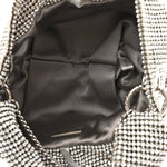 Satin Crystal Embellished Bonny Shoulder Bag Silver