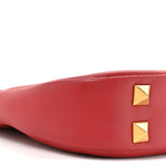 Calfskin Stud Sign Zip Hobo Rosso Valentino