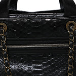 Snakeskin Glazed Calfskin Quilted Urban Mix Tote Black