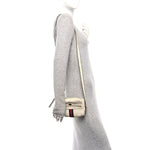 Textured Dollar Calfskin Web Mini Ophidia Shoulder Bag Mystic White