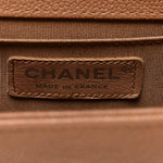 Caviar Quilted Medium Boy Flap Light Brown