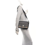 Coated Canvas Calfskin Vintage Check Medium Note Crossbody Bag Black