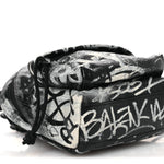 Agneau Arena Graffiti All Over Mini Explorer Crossbody Backpack  Black White