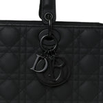 Ultra Matte Calfskin Cannage Large Lady Dior Black