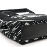 Cotton Canvas Calfskin Logo Print Navy Cabas XS Black White
