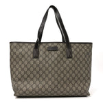 GG Supreme Monogram Medium Zippered Shopping Tote  Dark Brown