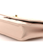 Lambskin Quilted CC Pearl Crush Wallet on Chain WOC Light Pink