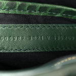Shiny Supple Calfskin Crocodile Embossed Gold Metallic Edge Hardware Nano City Green