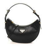 Soft Calfskin Arque Shoulder Bag Black