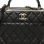 Lambskin Quilted Medium Trendy CC Bowling Bag Black