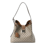 GG Icon Monogram Padlock Shoulder Bag Beige Dark Brown
