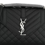 Grain De Poudre Textured Mixed Matelasse Triquilt Medium Monogram Satchel Black