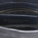 Chevre Gold Metallic Edge Hardware Mini City  Bleu Nuit Dark Sea