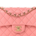 Caviar Quilted Small Double Flap Light Pink