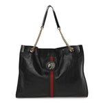 Calfskin Large Rajah Chain Tote Black