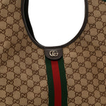 GG Monogram Web Large Giglio Tote Beige Brown
