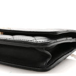 Lambskin Quilted Pearl Wallet On Chain WOC Black