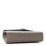 Grain De Poudre Textured Mixed Matelasse Medium Triquilt Monogram Satchel Greyish Brown