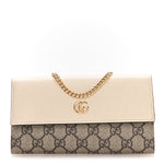 Dollar Calfskin GG Supreme Monogram Petite GG Marmont Wallet Chain Bag Mystic White Beige Ebony
