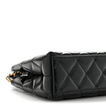 Shiny Aged Calfskin Quilted Nano Kelly Shopper Black