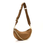 Re-Nylon Saffiano Demi-lune Shoulder Bag Brown