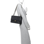 Caviar Quilted Jumbo Double Flap Black