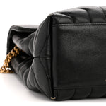 Grain de Poudre Calfskin Y Quilted Monogram Medium Loulou Chain Satchel Black