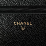 Caviar Quilted Wallet on Chain WOC Black