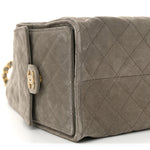 Suede Quilted Medium Chanel 25 Handbag Dark Grey