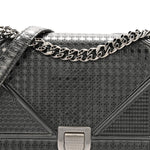 Metallic Patent Micro-Cannage Medium Diorama Flap Bag Onyx Black