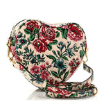 Calfskin Matelasse Diagonal Brit Roses Print Mini Interlocking G Heart Shoulder Bag  White Multicolor